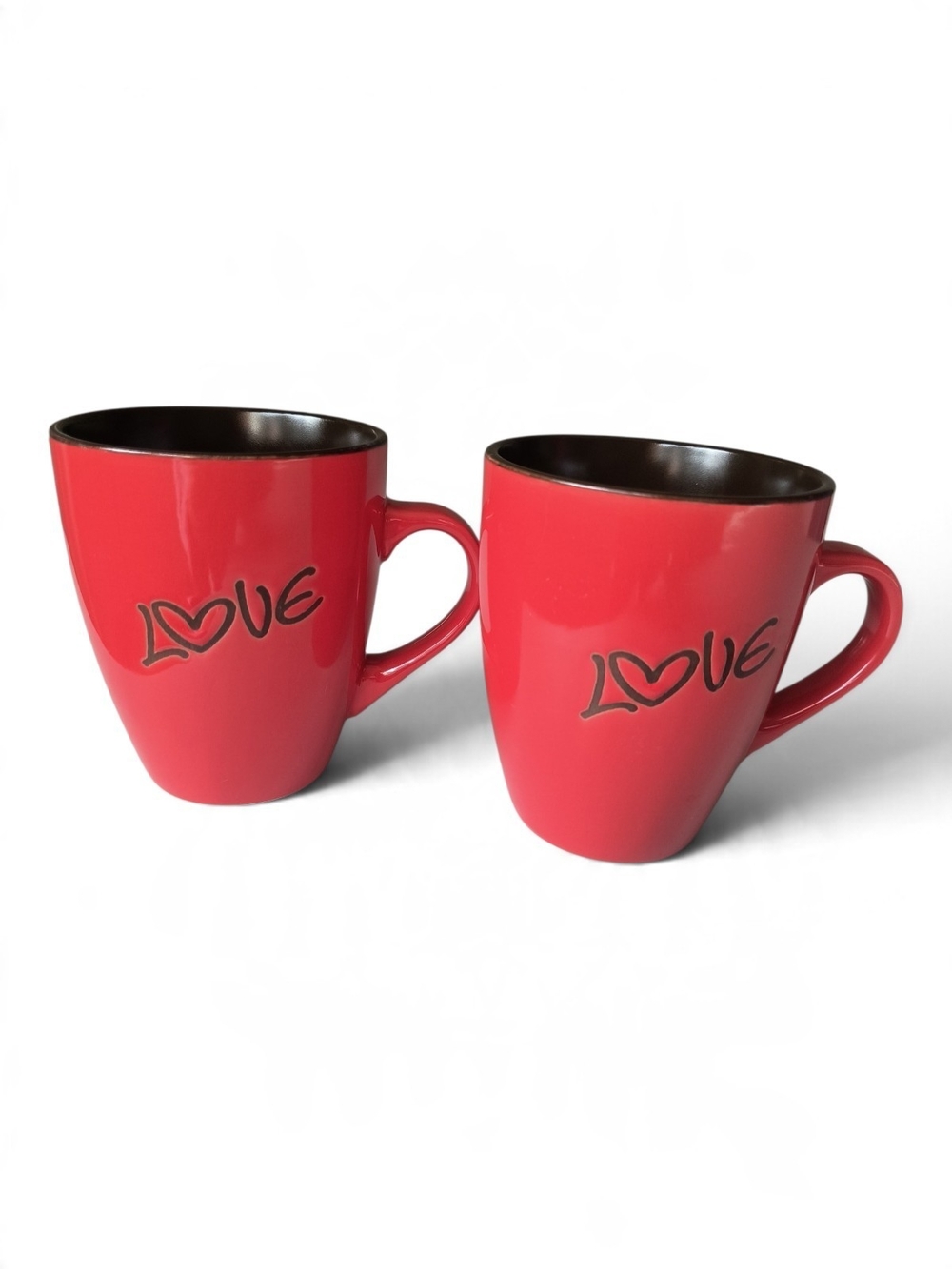 CHRISTIAN ART GIFTS Red "LOVE" Ceramic Mugs - Set of 2